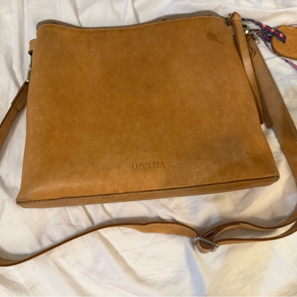 Consuela Tan Leather Crossbody Bag